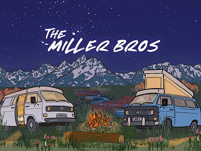 The Miller Bros Postcard adobe fresco branding illustration