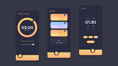 Simple Alarm Clock I app clock color dark design designer figma flat design india rate ui ux
