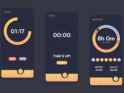 Simple Alarm Clock II app clock dark design flat design india simple ui ux