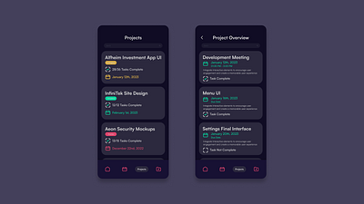 Task App II app clean dark design flat design minimalist purple schedule simple ui ux