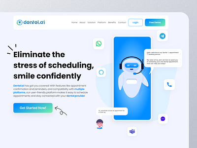 AI Dental Scheduling Landing Page ai android apple button dental dentist ai website design form homepage illustration ios landing page login page new product desing trading ui ux ui design ui web design web design