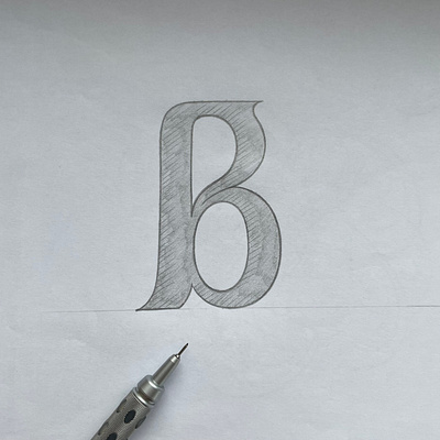 B lettering sketch