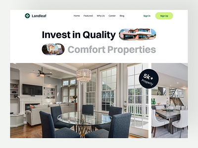 Landleaf - Real Estate Hero airbnb clean company green hero house image mortage real estate website