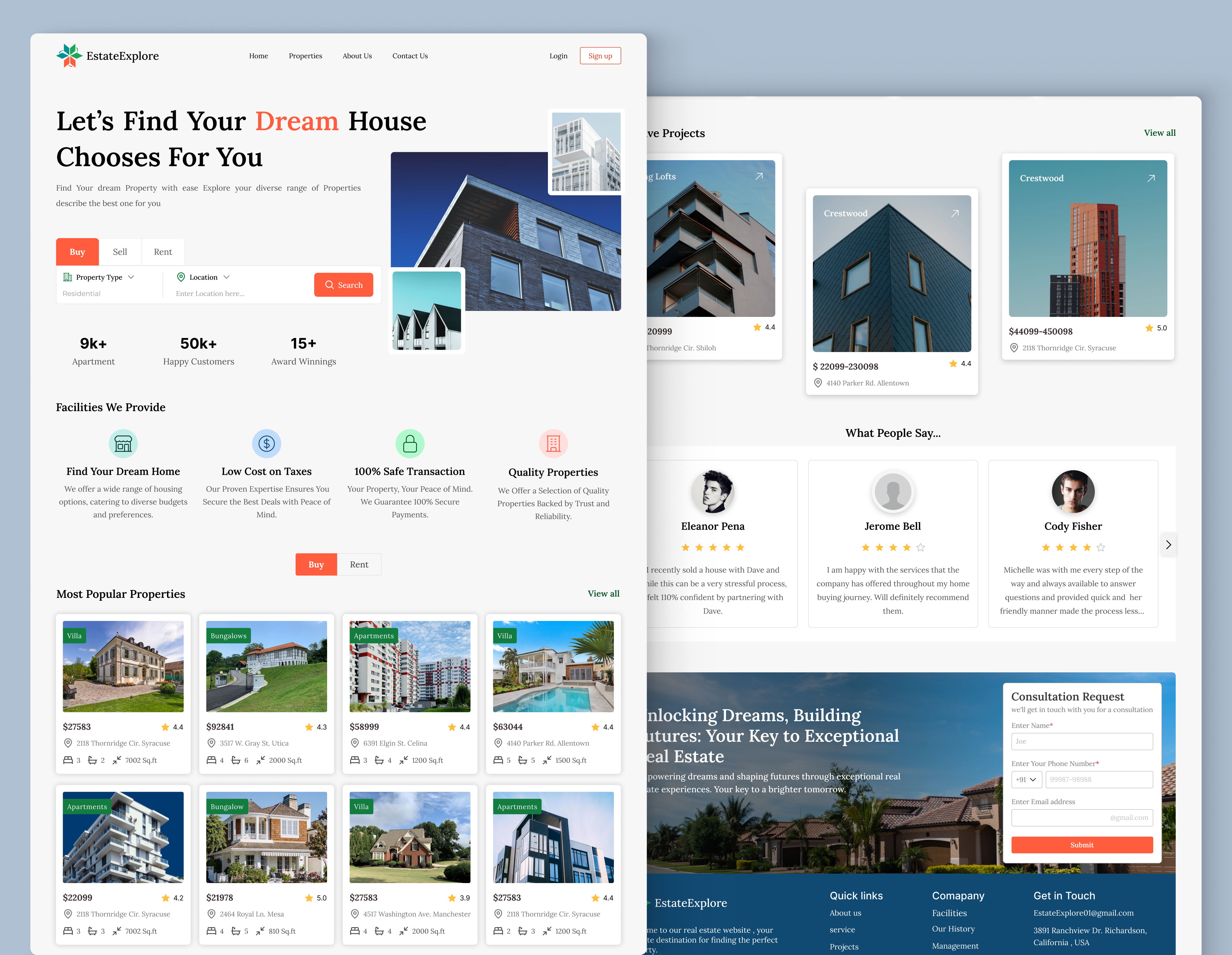 Real Estate Landing Page landing page landingpagedesign luxuryrealestate modernhomes realestateapp realestatedesign realestateui realestateux residentialdesign ui