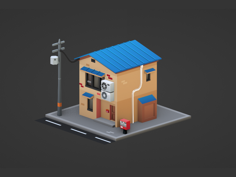 Japanese House b3d blender gradient house japan lowpoly