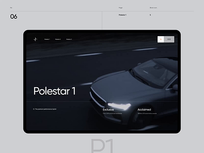 Polestar 1 3d animation car design motion product ui ux web website