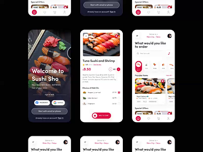 Sushi Sho App animation branding design fooddelivery productdesign restaurant sushi ui webdesign