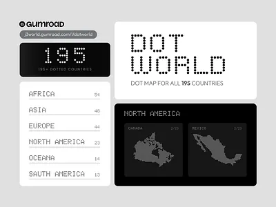 Dotworld on Gumroad! africa asia design digital product dot europe gumraod illustration map design minimal minimal map north america oceana polka dot south america vector world map