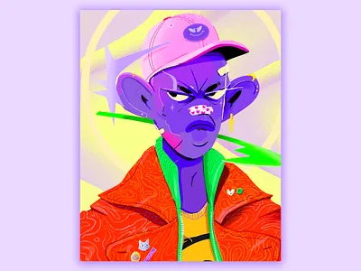 Anime Purple Dude abstract anime cap character design fashion illustration ipad pro jacket poster procreate purple smoke texture