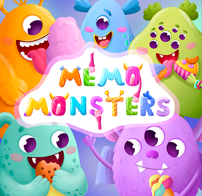 Memo game for children board game cartoon character children illustration design game illustration kids illustration monsters