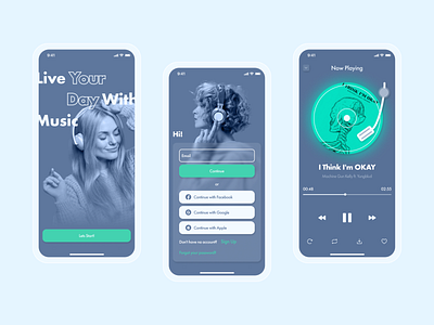 Music Player - App Concept animation app blue color concept design figma music player ui
