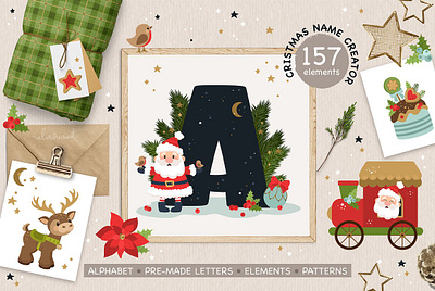Christmas Name Creator alphabet font illustration letter santa text vector