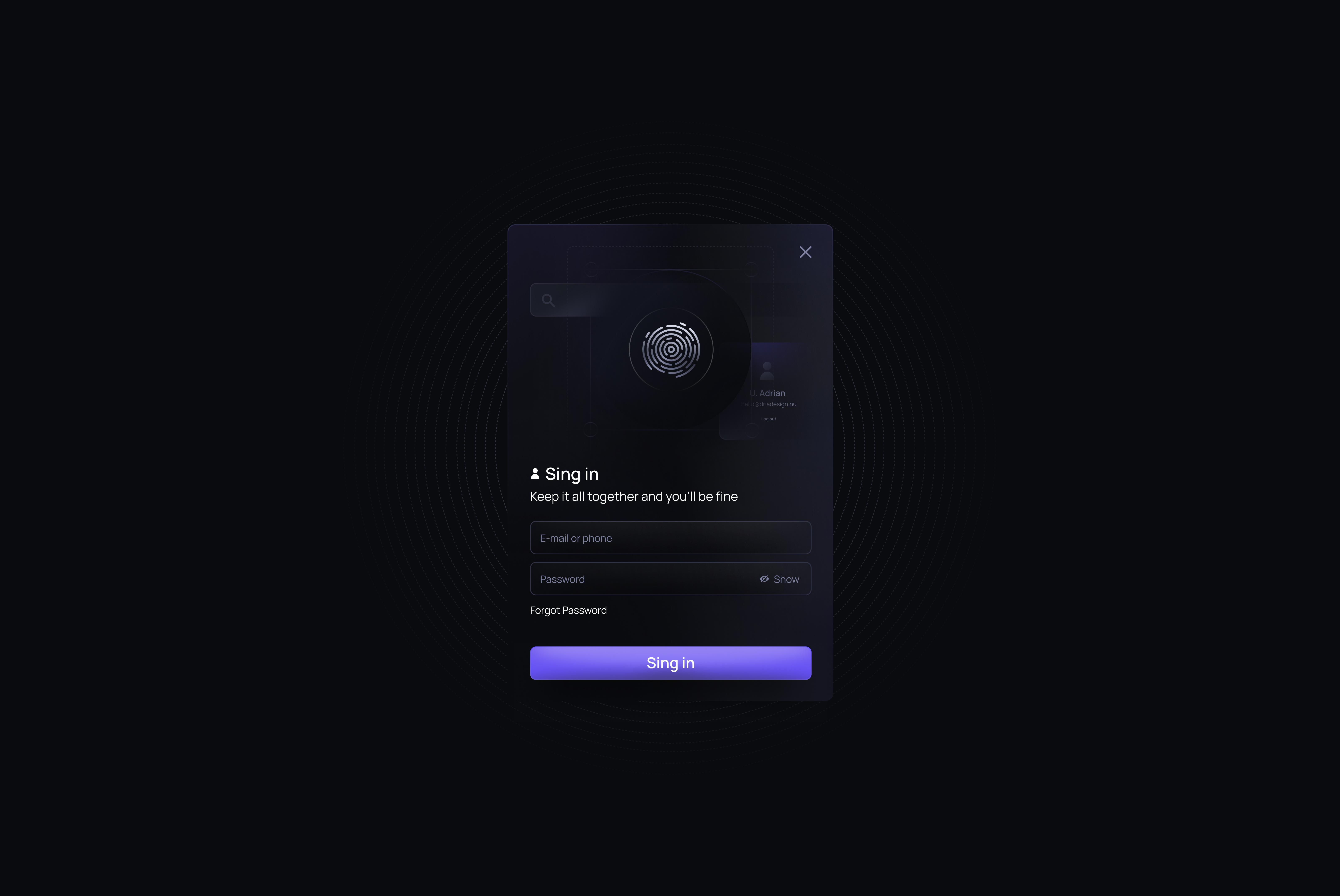 Example of Dark Login UI Concept