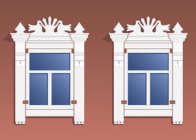 Belarusian wooden window architecture details illustration vector