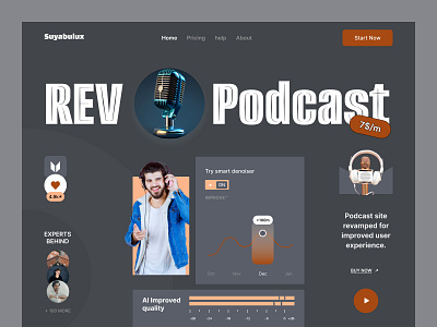 RevAmp Podcast Website conversation design inspiration interface interview listening live streaming music podcasting podcasts product revamp service startup stories ui unique design ux web website