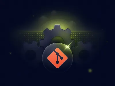 Graphic for a webinar cogs dark gear gitops glow marketing neon saas shine tech transparency webinar