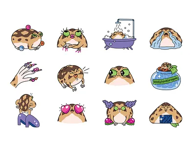The Absurd Desert Rain Frog stickers, sketches and finale 2d art branding character cute design emoji frog funny gif illustration mascot process procreate rain frog sketch stickers telegram toad
