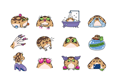 The Absurd Desert Rain Frog stickers, sketches and finale 2d art branding character cute design emoji frog funny gif illustration mascot process procreate rain frog sketch stickers telegram toad