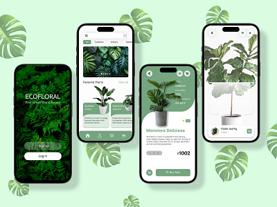 Ecofloral - Seamless Plant Shopping Experience" animation app branding charactor color figma graphic design illustration logo plant simple ui ux vector