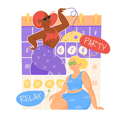 Girls calendar app calendar girl illustration vector woman