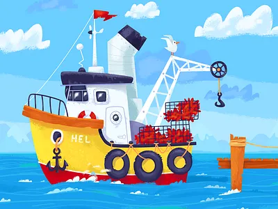 Fishing 2d advertising animation background book cartoon character color concept design flat game design graphic design illustration poster