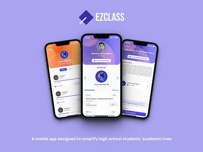 Class Organizers Mobile App "EZclass" class course education figma graphic design high school learning tools logo mobile mobile app quiz school study ui