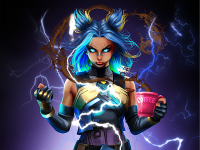 Neon from Valorant character character design electricity fanart game art illustration neon thunder valorant
