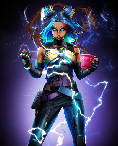 Neon from Valorant character character design electricity fanart game art illustration neon thunder valorant