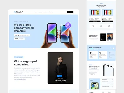 Remobile landing Page Redesign 3d animation app design apple branding dashboard design graphic design icon illustration landing page logo motion graphics product page redesign ui ux vector web design