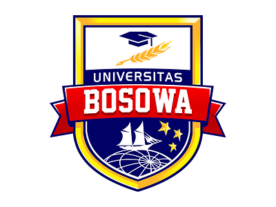 Universitas Bosowa bosowa campus emblem logo makassar phinisi ribbon sulawesi toga universitas university wheat