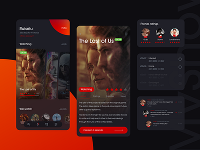 MyShows.ru – Concept re-design black and red concept last of us mobile app movies myshows redesign russian design cup tv show ui ux