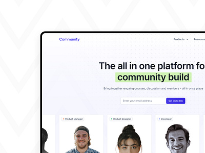 Landin Page Header - Community App dashboard design header landing page product design saas typography ui ux