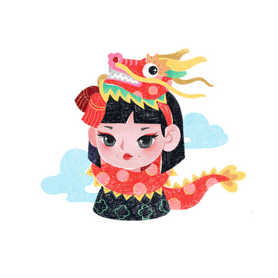 Chinese Dragon & Chinese Girl illustration