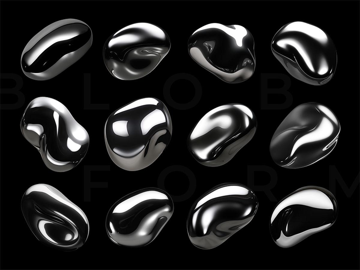 Holographic melted chrome metal heart icon shapes by Paul Rover on Dribbble