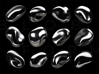 Chrome blob shapes. Liquid metal drop forms 3d abstract aluminium blob chrome drip drop form icons liquid melted metal metallic molten rendering shape silver y2k