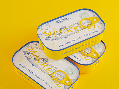 Canned Fish Packaging Design: Mackerel branding can design design design studio digital art digital illustration fish fish tin food food branding graphic design identity design illustration illustrator line art line illustration marketing packaging packaging design visual identity