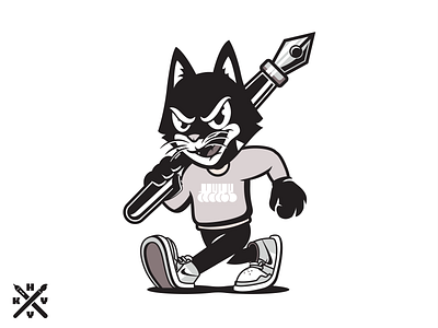 Kuro Mascot - Carry a pen adobe illustrator cartoon design graphic design illustration mascot mascot design vector