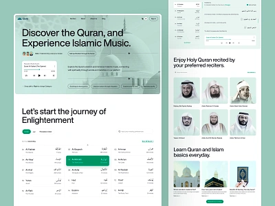 Islamic Website - Qolb halal islamic islamic app islamic landing page islamic platform islamic song islamic webdesign landing page lslamic website masjid modern design muslim nasheed quran quran reciter trend ui design uiux design web design website