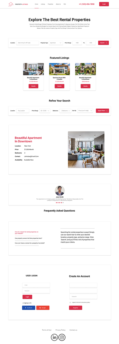 Rental Property Listings webpage design app branding design graphic design illustration logo typography ui ux vector