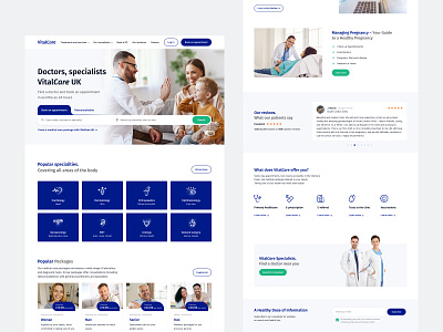 VitalCare Healthcare – Website Design & Visual Identity appointment cardiology clinic dermatology doctor ent health healthcare hospital icon medical ophthalmology package patient pregnancy ui uk ux web website