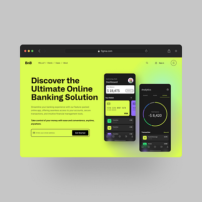 BnB-Online banking app banking concept landing page mobile app online bank presentation shot ui ui ux