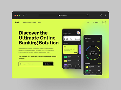 BnB-Online banking app banking concept landing page mobile app online bank presentation shot ui ui ux