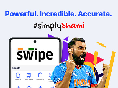 Give Power to Your Business with Swipe Billing App art billing bowler branding cricket digitalpainting graphic design invoicing shami swipe vector worldcup2023