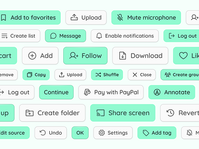 Buttons buttons design system green mobile ui web