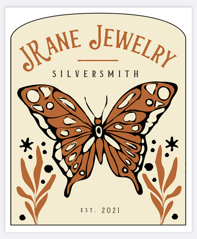 JRane Jewelry & Silversmith Logo boho branding butterfly graphic design illustration jewelry logo vintage western