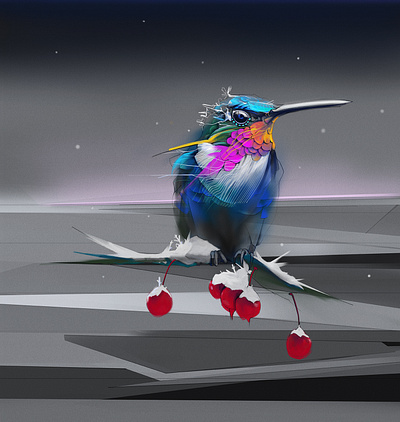 Humming 2 bird christmass design digitalart drawing hummingbird illustration photoshop snow winter