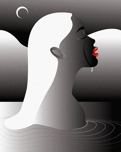 Tears illustration by Tarafa Mhfoud™ black cry illustration lake lips orange taer tarafa tears vector woman
