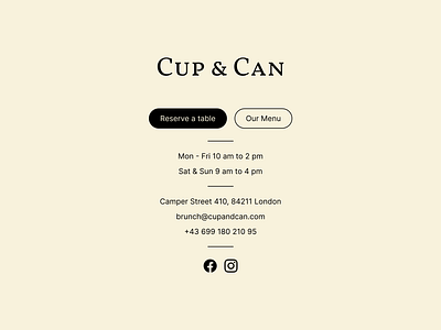 CUP & CAN branding business business card business web call to action card card design coffee design header landing landing page layout logo mobile saas simple socials ui webdesign