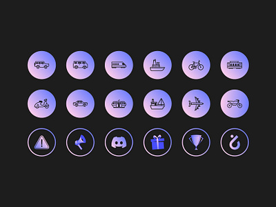 Gradient brand icons set design for IOM web3 green mobility.... blockchain brand design brand identity branding crypto design gradient graphic design green mobility icon iconography identity mobility set tech ui uiux vector visual identity web3