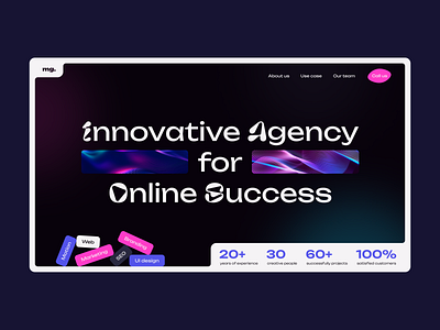 03/ Agency Website [One pic, One interface] agency blue branding design graphic design guyen illustration interface landing page mathis pink purple rounded typography ui ui design vector web website